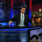 Stephen Colbert shooting lasers