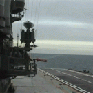 Aborted jet landing on carrier