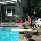 Teleporting jumping kid in the pool