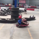 Kid spinning on go-kart
