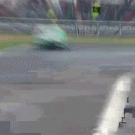 Race driver keeps control of car after spinning