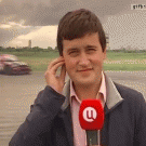 Reporter gets hit by race car