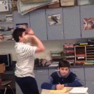 Teacher blocks kid's throw