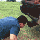 Dude's face vs. exhaust pipe