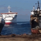 Ship crashes into beach