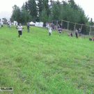 Cheese rolling contest face plant