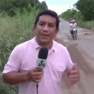 Reporter almost gets hit by bus