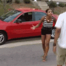 Woman hits foot with car door