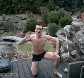 guy jumps cannonball into frozen pond