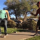 Skateboard flip beer trick