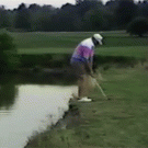 Golfers fall in the water