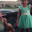 Little girl loses icecream while dancing