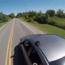 Photo camera falls off speeding car