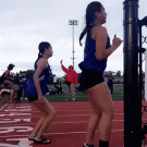 Girl assumes start position