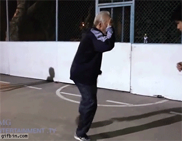 soccer freestyler sean garnier dressed as old man