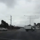 Lightning strikes moving car