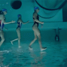 Synchronized swimming underwater walking