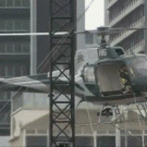Helicopter hits scaffolding