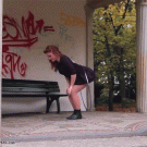 Girl hula hooping with her behind